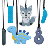 LeeYean 6-pack dinosaur chew necklace for sensory kids promotes calm and focus.