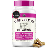 Left Coast Performance beef organ supplement bottle highlighting a high-nutrition blend for daily energy support.