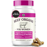 Left Coast Performance Beef Organ Supplement bottle front highlighting energy support and holistic vitality.