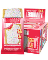 Legendary Foods Frosted Strawberry Pastry pack shows a high-protein keto snack for on-the-go moments.
