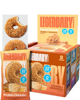 Legendary Foods Protein Donuts crumbly cinnamon close-up for a high-protein, low-sugar snack.