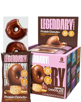 Legendary Foods Protein Donuts with chocolate glaze, a high-protein snack option