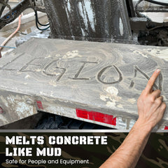 Quick spray application leading to rapid concrete residue removal.