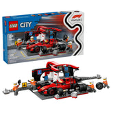LEGO City F1 Pit Stop model for imaginative race-play actions.