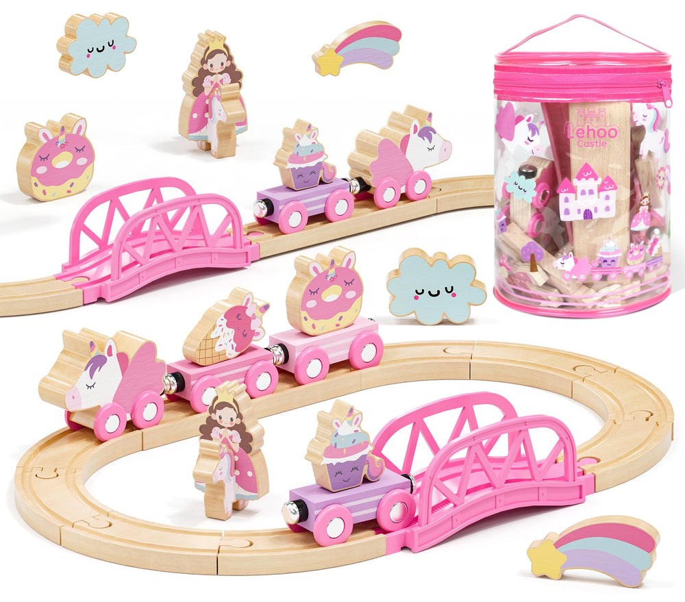 Lehoo Castle Unicorn Train in pink sparks imaginative play and storytelling.
