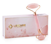 LeiCare Jade Roller large rose quartz roller for forehead and jawline relief.