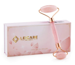 LeiCare Jade Roller large rose quartz roller for forehead and jawline relief.