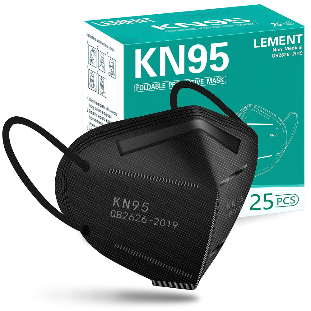 LEMENT kn95 face mask black 25-pack for reliable daily protection and comfort.