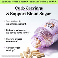 Lemme Curb Cravings capsules closeup with Chromax chromium picolinate.