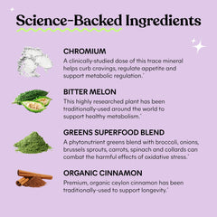 Lemme Curb Cravings greens blend powder reveals colorful vegetables and antioxidants.