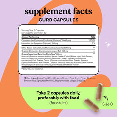 Lemme Curb Cravings ingredient label highlights gluten-free and sugar-free formula.