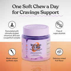 Lemme Curb Cravings texture closeup highlighting a chewy, easy daily-use form.