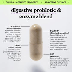 Lemme Debloat capsules with water illustrate convenient daily intake for digestion.