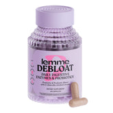 Lemme Debloat bottle label highlights 3-in-1 digestive blend for daily gut support.
