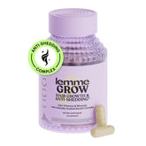 Lemme Grow Hair bottle with capsules suggesting thicker, fuller-looking hair