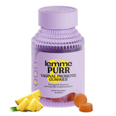 Lemme Purr bottle with pineapple gummies for feminine health support.