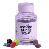 Lemme Sleep gummies jar with berry flavor for a relaxing nighttime routine.