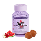 Lemme Tone Metabolism Gummies bottle front showing convenient daily use and flavor.