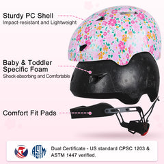 Lemmeko toddler helmet interior padding removable for easy cleaning.