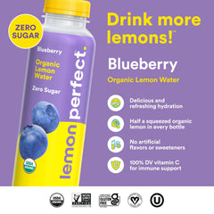 Lemon Perfect Blueberry ingredients scene emphasizes all-natural components