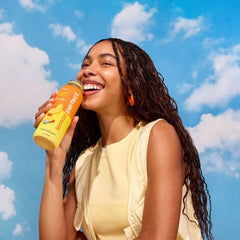 Lemon Perfect Peach bottle in fridge showcasing 12-pack packaging