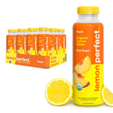 Lemon Perfect Peach bottle side view showing refreshing zero sugar hydration
