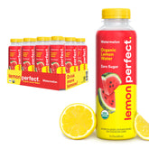 Lemon Perfect Watermelon bottle front showing a bright, refreshing hydration option with zero sugar.