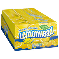Lemonhead hard lemon candy theatre box front view for sharing