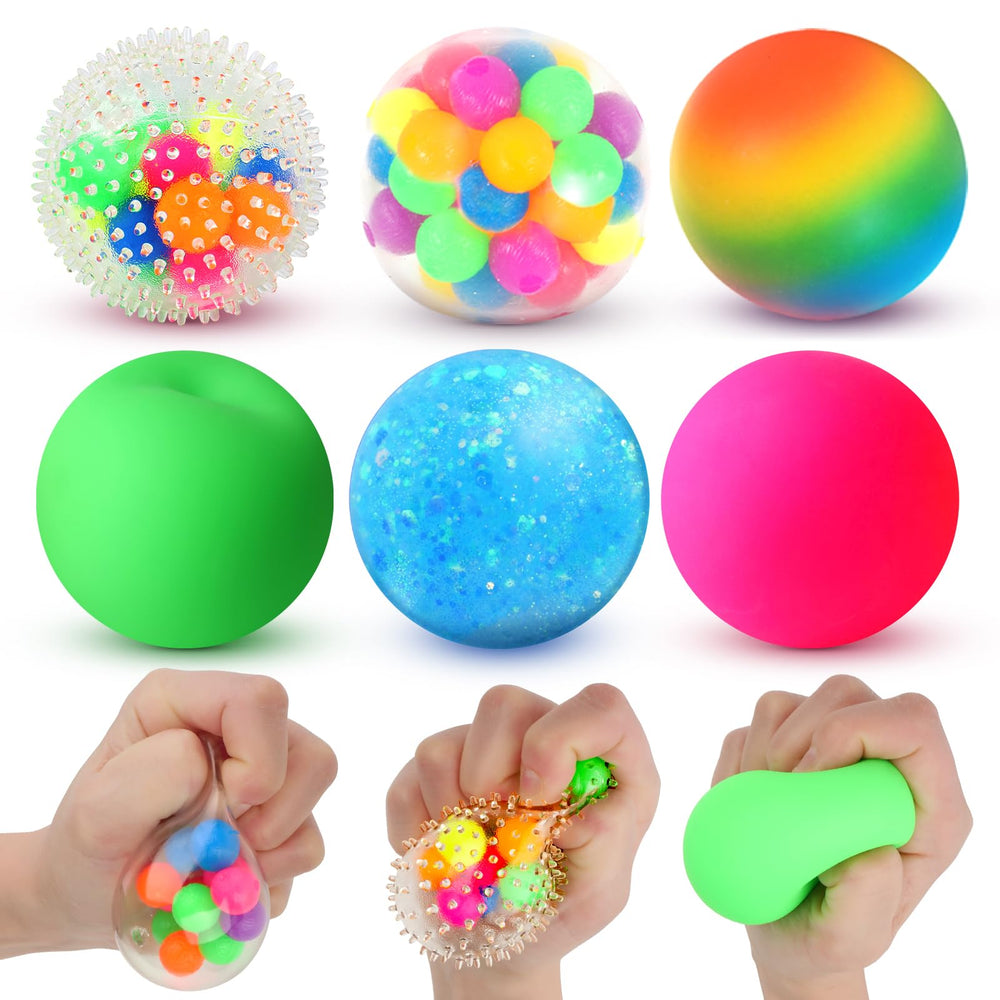 Lemostaar six-piece squishy stress balls in hand for focused, calm moments.