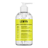 Lemyn Organics hand sanitizer pump bottle front view for quick disinfection