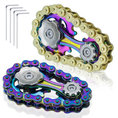 LENDOD 2Pack gold bike chain fidget spinner assembly with colorful accents for style and play