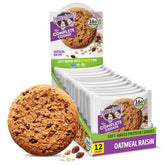 Lenny & Larry's Complete Cookie oatmeal raisin unwrapped close-up, showing chewy texture.