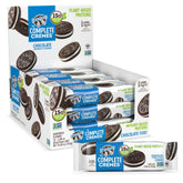 Lenny & Larry's Complete Cremes chocolate sandwich cookie, rich vegan snack with 5 g plant protein.