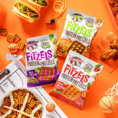Pizza flavor FITZELS bites; tangy, savory crunch for quick snacking.