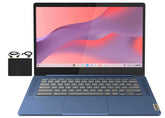 Lenovo Flagship Chromebook 14 front view in Abyss Blue for mobility and style.