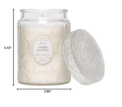 LEOBEN Amber Saffron embossed jar displayed in stylish decor setup.