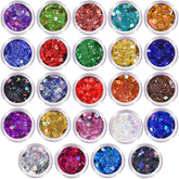 LEOBRO glitter 24 jars holographic multi-color for resin art sparkle