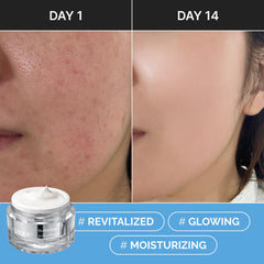 Droplets on skin from Lepique night cream during application