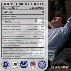 Lerinettia gummies close-up showing raspberry flavor and sugar-free formula