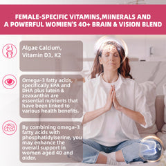 Lerinettia Women’s 40+ phosphatidylserine lutein zeaxanthin gummies bottle pour supports eye health.