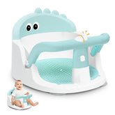 Lerrutue Baby Bath Seat in green-front view with ergonomic backrest for secure bathing.