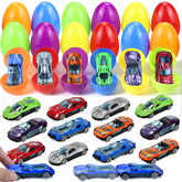 Letapapa Easter eggs with die-cast cars for an engaging Easter hunt.