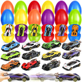 Letapapa Easter eggs open to reveal diecast cars, ideal for thrilling egg hunts.