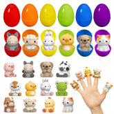 Letapapa Easter eggs with animal puppets for a colorful hunt.