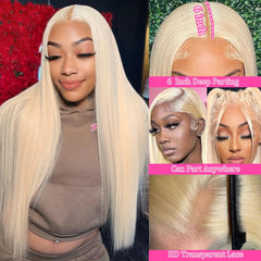 LETMIEO 613 lace front wig natural hairline close-up for seamless style