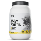 Levels Grass Fed Whey Vanilla Bean container shows clean, high-protein nutrition.