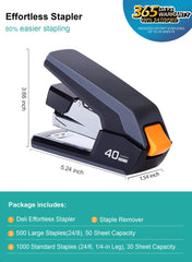 Leven Effortless Stapler side angle highlighting ergonomic lever action for easy use