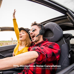 LEVN Trucker Headset wireless range up to 49 ft for hands-free movement.
