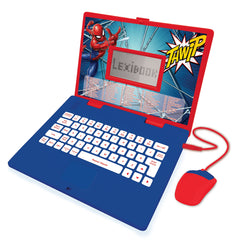LEXiBOOK Spider-Man educational laptop front view for bilingual learning and activities.
