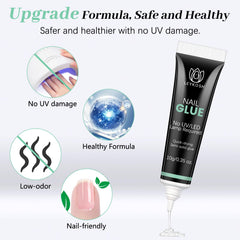 LEYKOSH precision glue with 0.5mm tip prevents dripping during nail art.